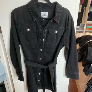 Black denim mini dress